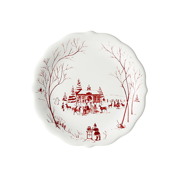 Country Estate Winter Frolic Ruby "Mr. & Mrs. Claus" Party Plates Set of 4