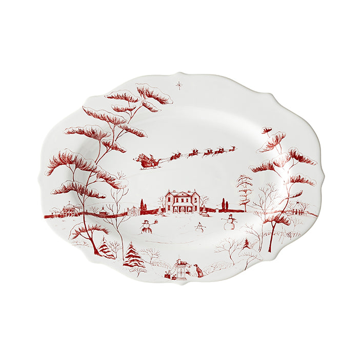 Country Estate Winter Frolic Ruby Serving Platter Christmas Eve