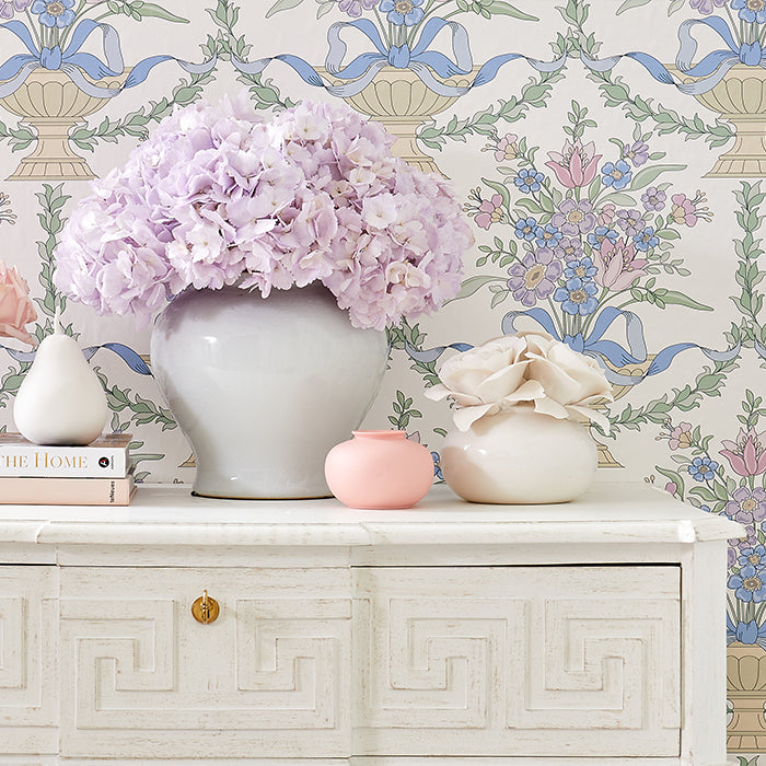 Porcelain Blooming Roses Styled with Floral Wallpaper