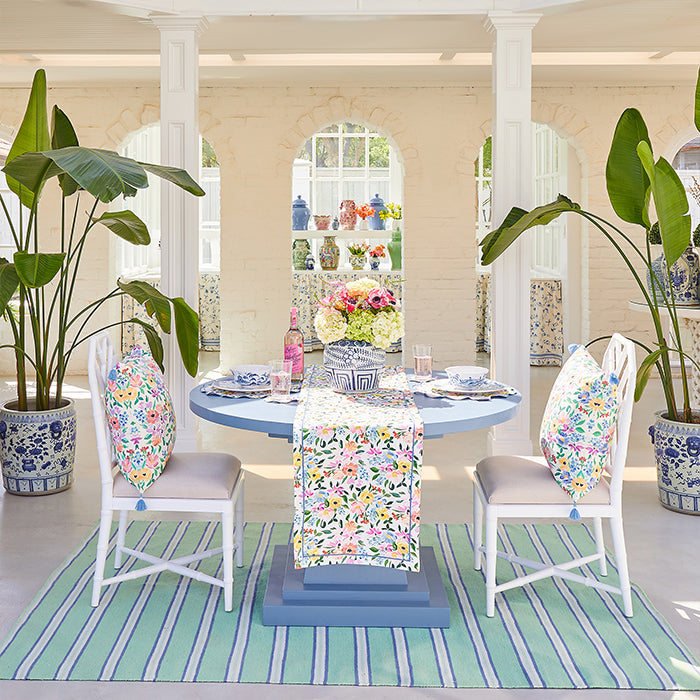 Outdoor setting with Penelope Floral Patio Pillow