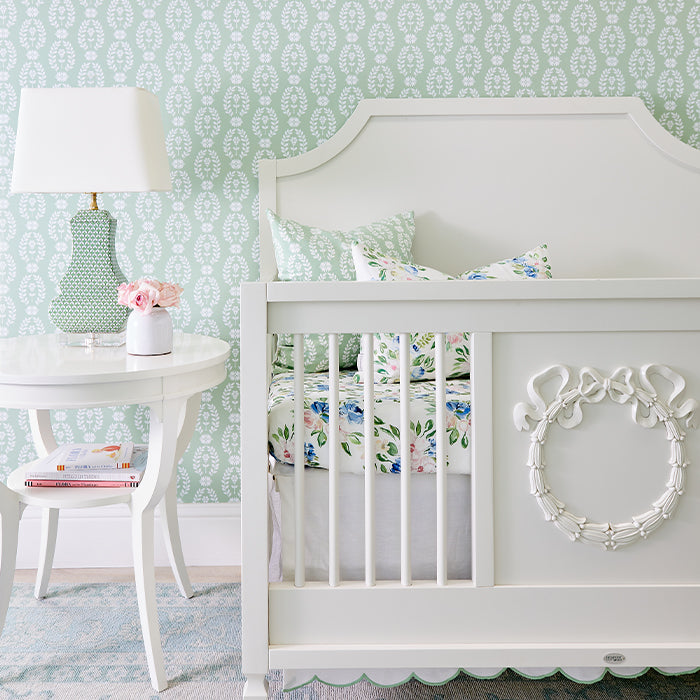 Scallop Crib Skirt in Garden Green