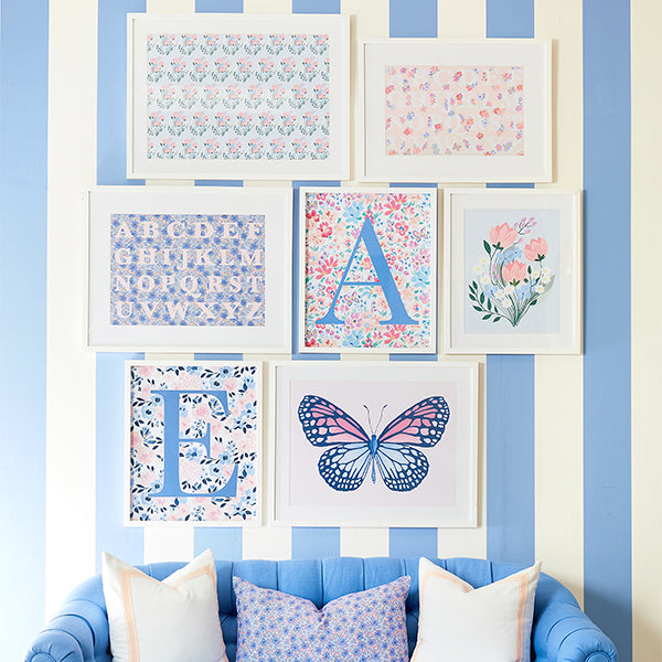 Butterfly Garden Letter Print on Gallery Wall