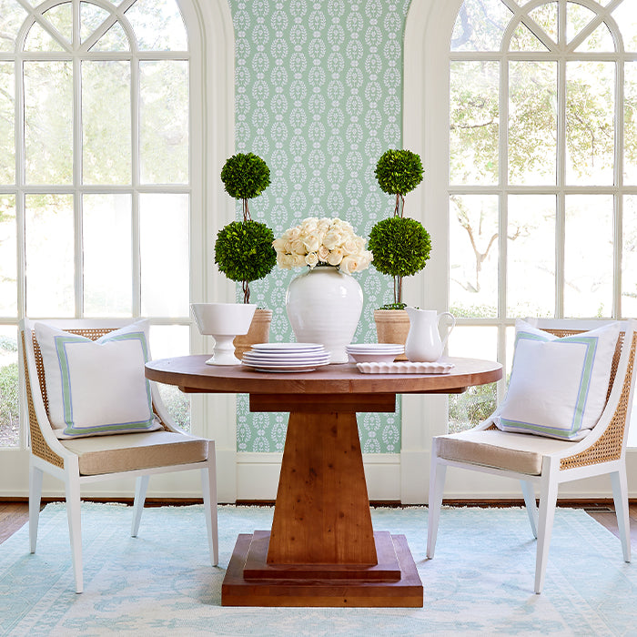 Large Boxwood Topiary in Dining Room