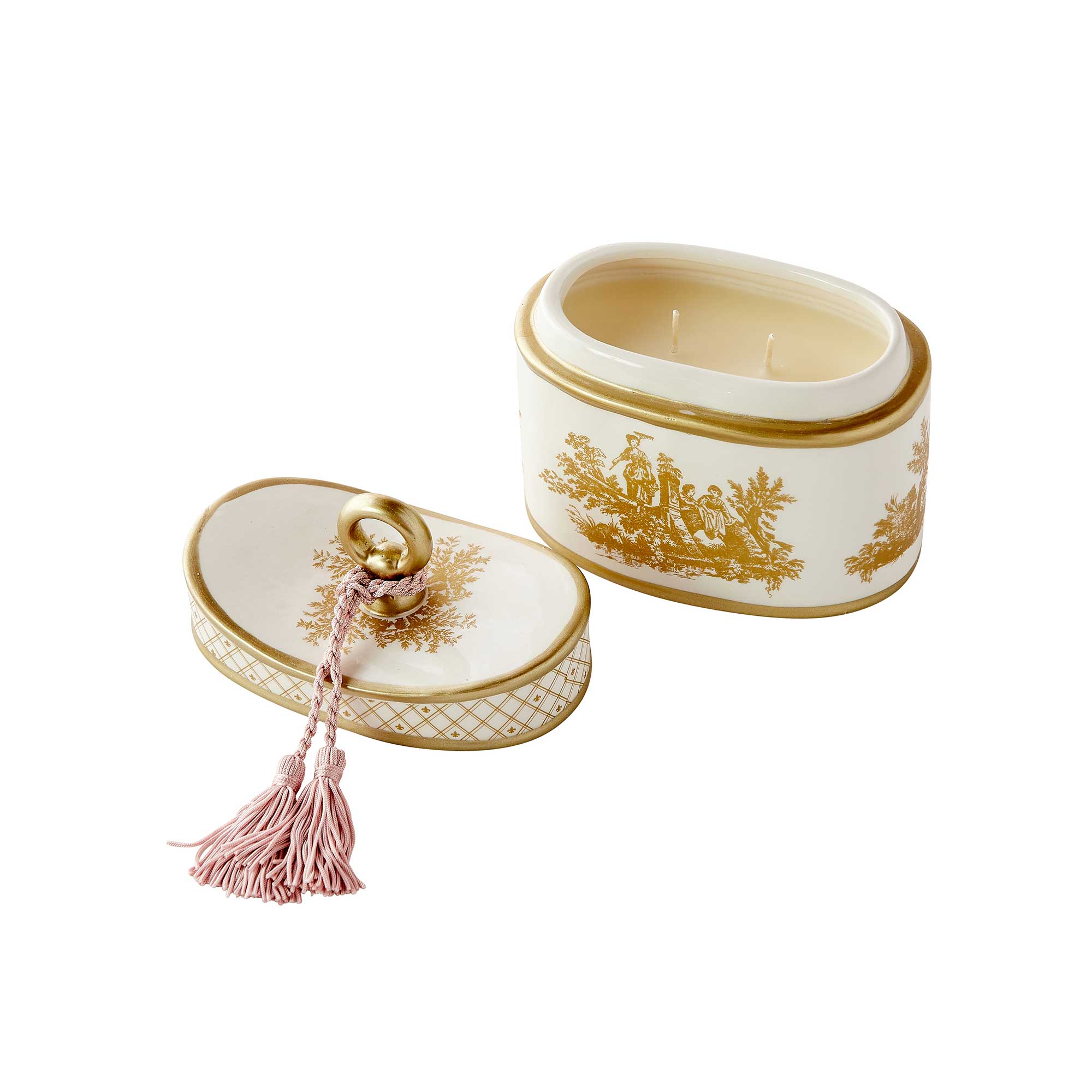 L'Ambre Classic Toile Ceramic Two-Wick Candle