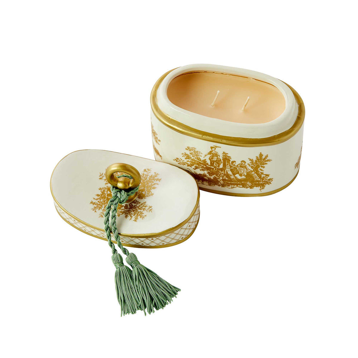 Fleurs de St. Germain Classic Toile Ceramic Two-Wick Candle