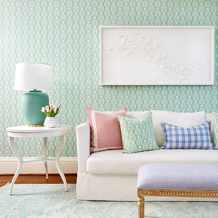 Laurel Green Living Room Wallpaper